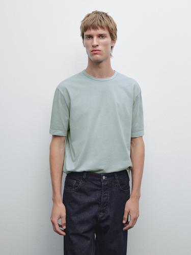 Camiseta manga corta efecto desgastado - Azul / Gris de Zara