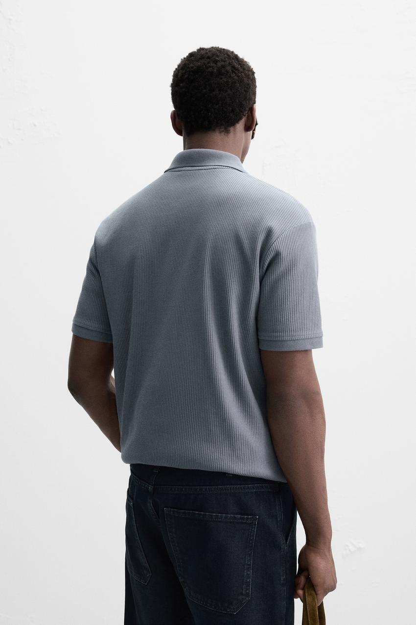 VERTICAL TEXTURED POLO SHIRT