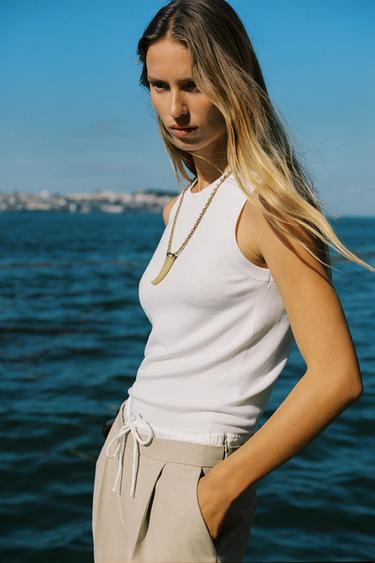 SLEEVELESS KNIT TOP - White by Zara - Image 1