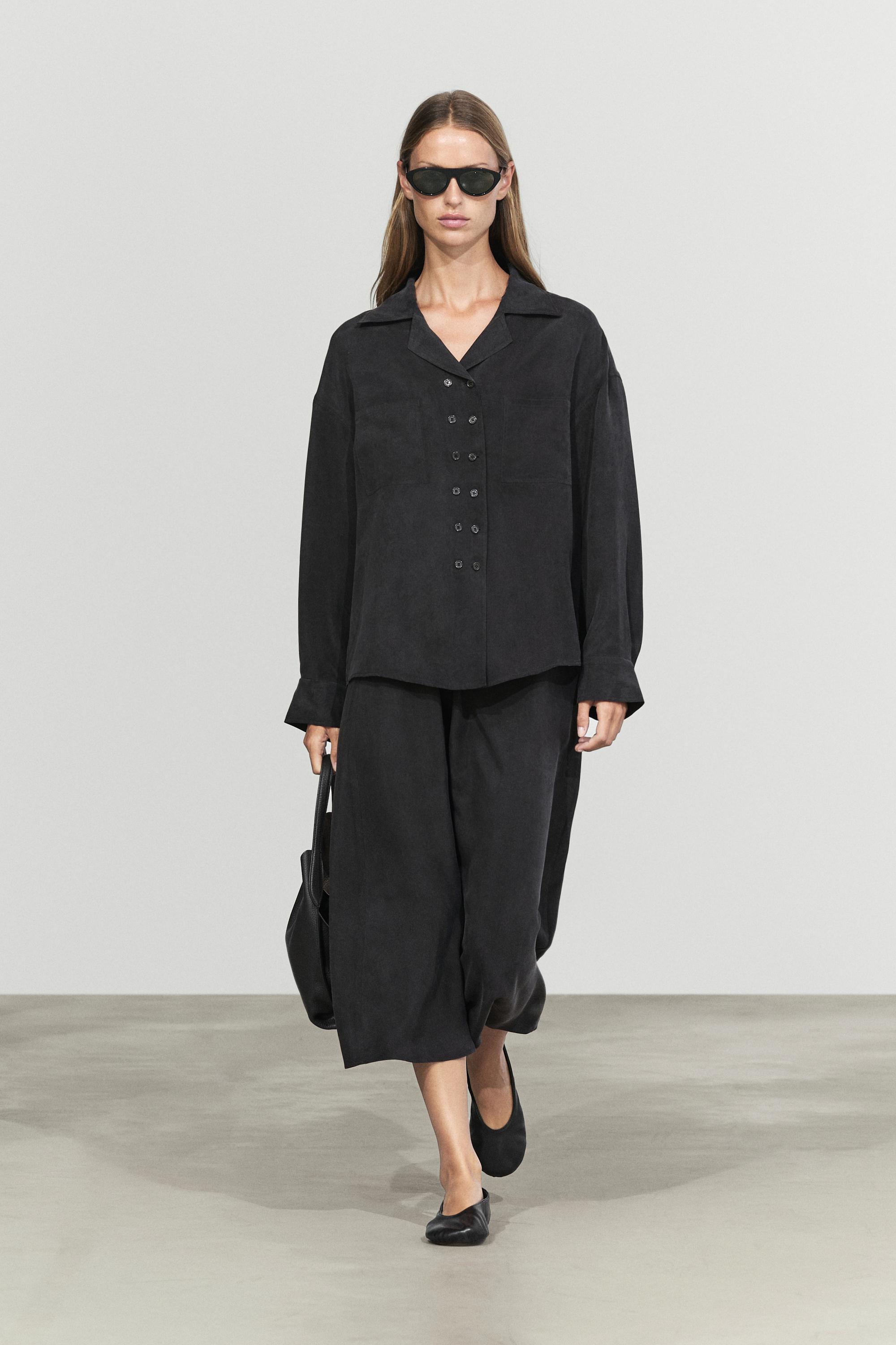 Fluid double-breasted shirt