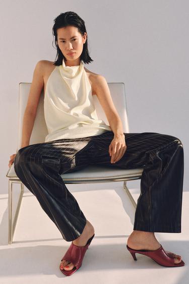 LEATHER MULE SANDALS - LIMITED EDITION - Red by Zara - Image 3