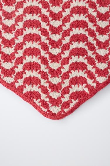 BANDANA EN MAILLE TEXTURÉE - Écru / Rouge de Zara - Image 2