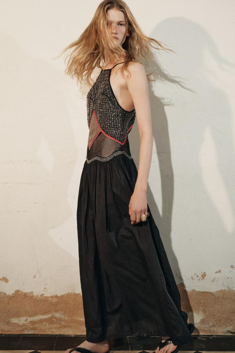 Abito Maxi Maglie Zara Maglioncino Perle Zara Zara Vestito Con