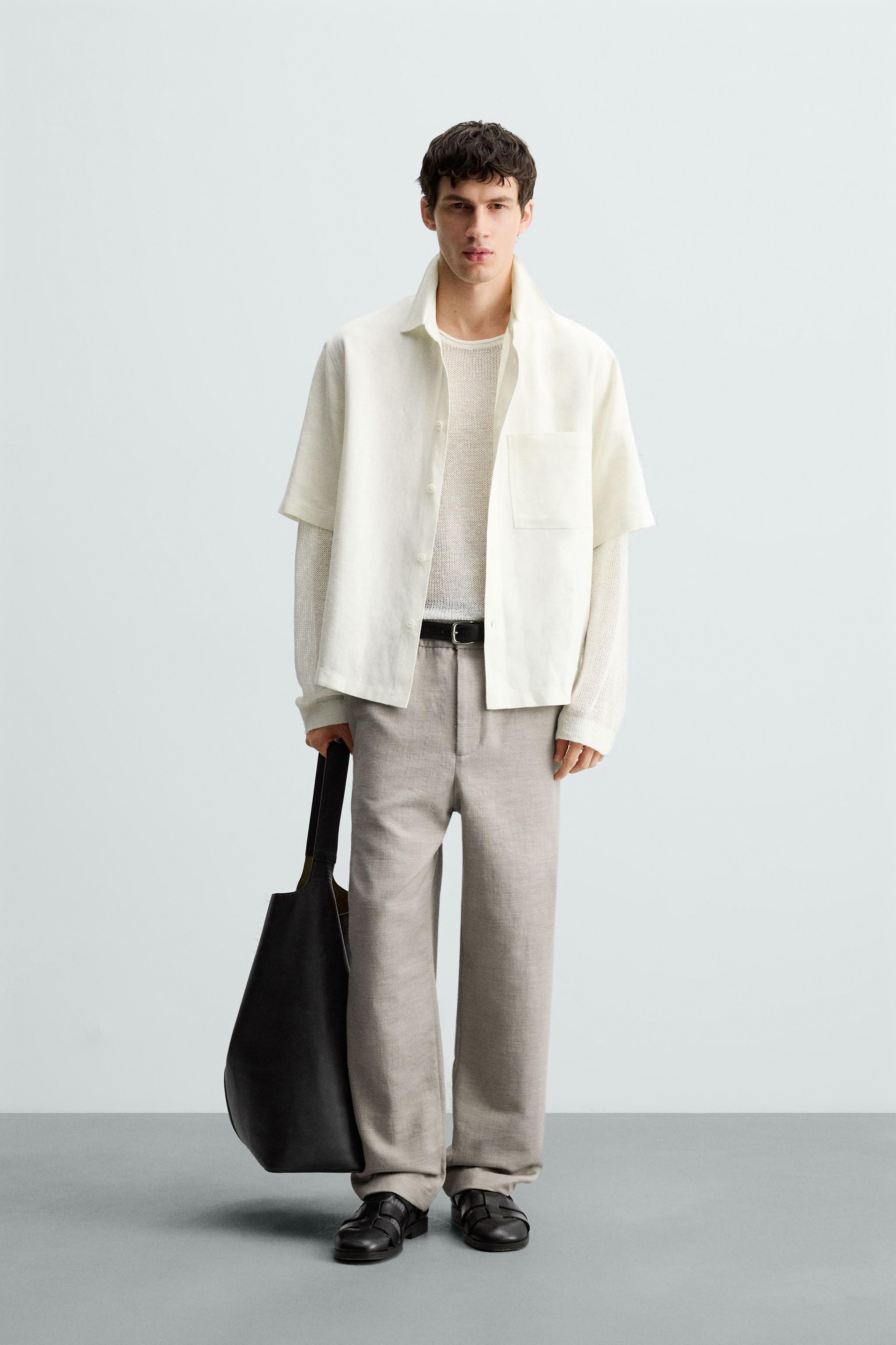TEXTURED REGULAR FIT TROUSERS - Mink | ZARA South Africa