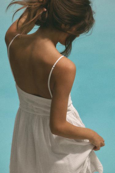 ROBE COURTE À BRETELLES BRODÉES - Blanc de Zara - Image 3