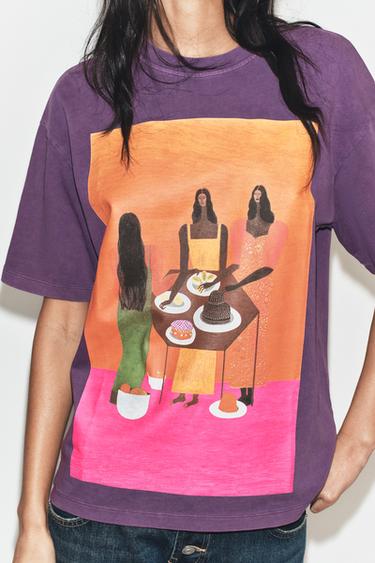 FADED PRINT T-SHIRT MANUJA WALDIA - Lilac by Zara