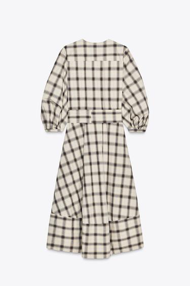 ZW COLLECTION CHECK SHIRT DRESS - Ecru / Blue by Zara - Image 6