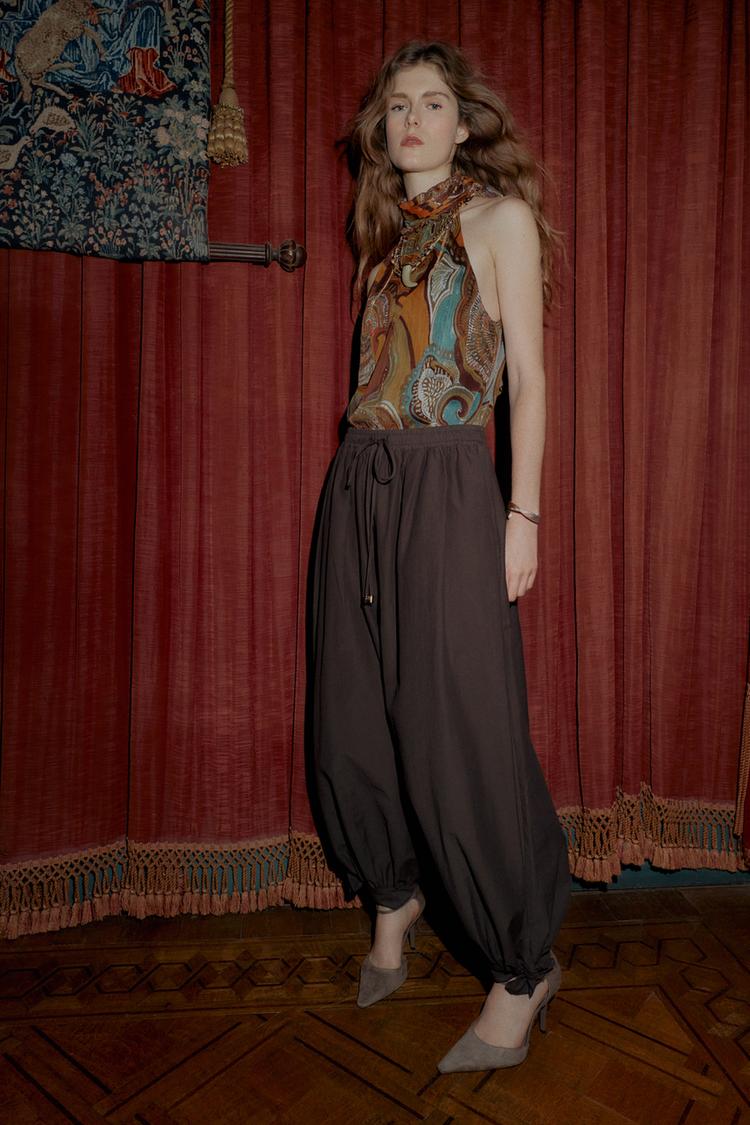 PANTALÓN BOMBACHO LAZOS Marrón ZARA España