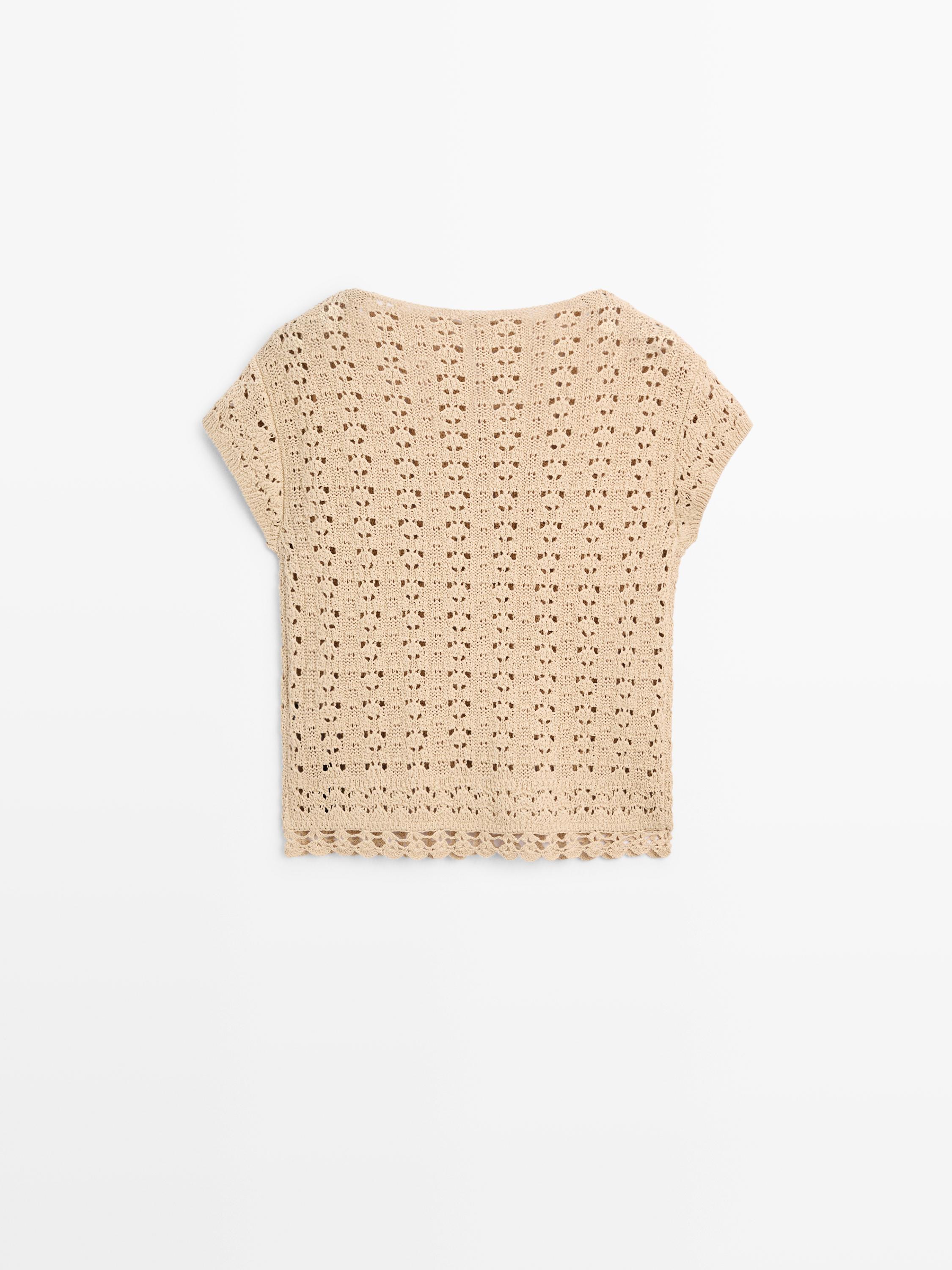Short sleeve crochet knit cardigan