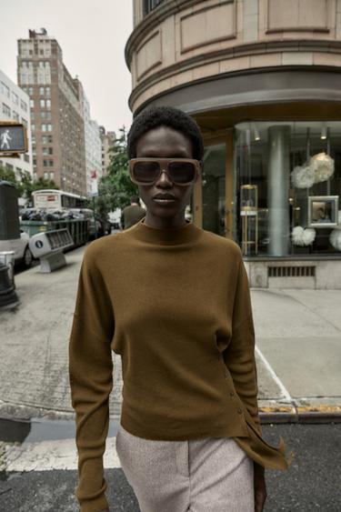KNOTTED KNIT JUMPER - Khaki by Zara - Image 1