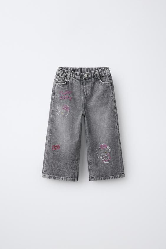JEANS CULOTTE ME QËNDISJE HELLO KITTY © SANRIO - Gri nga Zara - Imazh 0