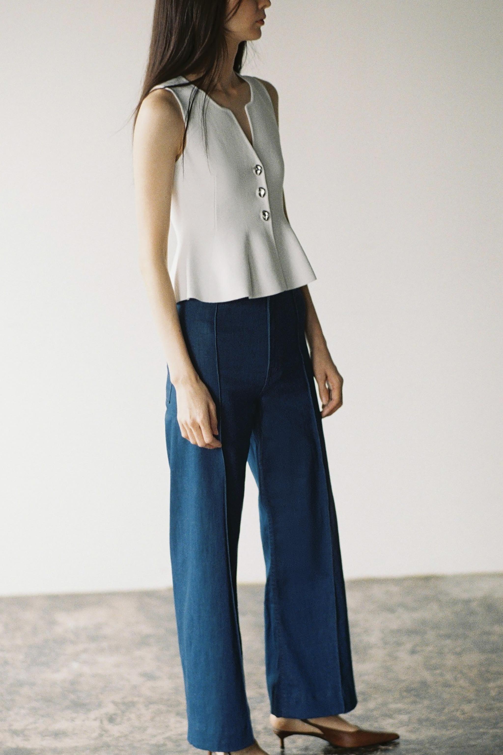 ☆ドイツ発*ZARA*新作*ハイウエストワイドレッグデニム/DT☆ ZARA 今季完売 TRFハイウエスト ワイドレッグ クロスベルト