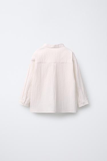 TEXTURED STAND COLLAR SHIRT - Ecru by Zara - Image 1