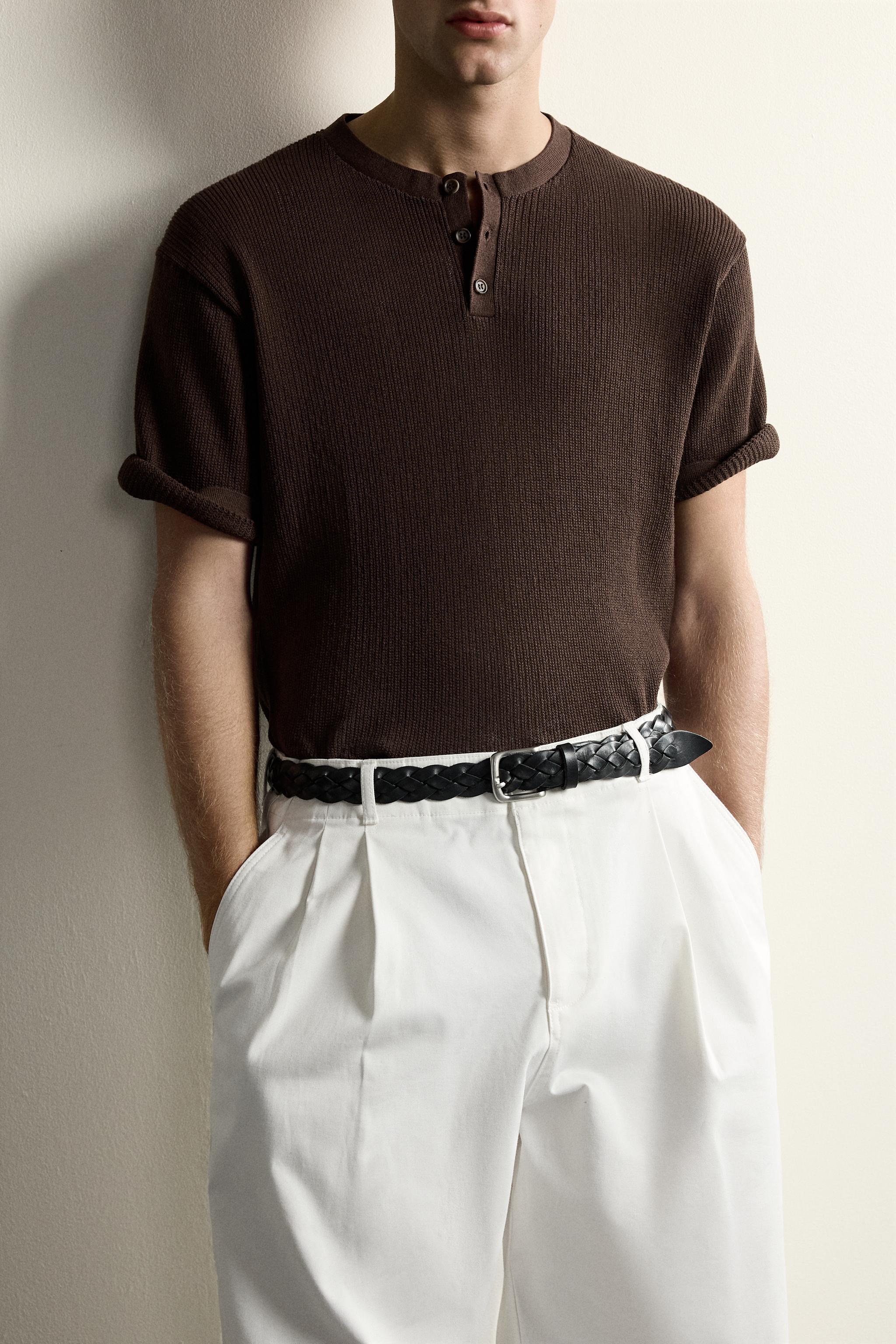 KNIT HENLEY SHIRT COTTON - LINEN