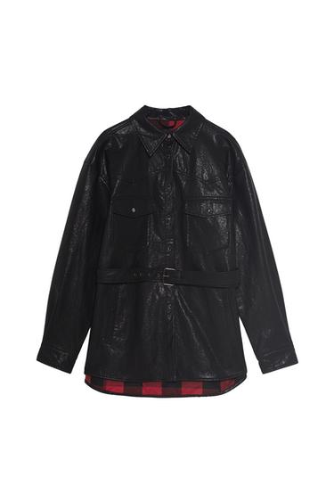 FAUX LEATHER OVERSHIRT