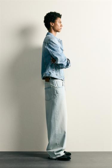 Zara BAGGY FIT JEANS - Light blue