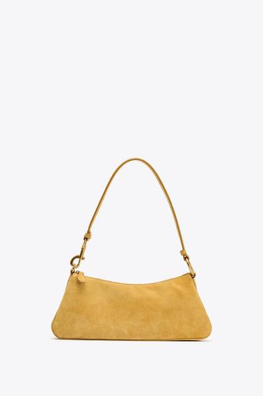 LEATHER SHOULDER BAG - Mustard Yellow by Zara