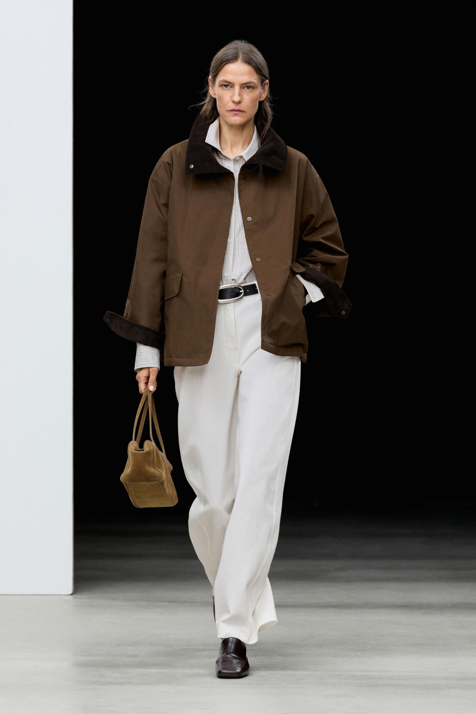 Waxed high-neck corduroy jacket