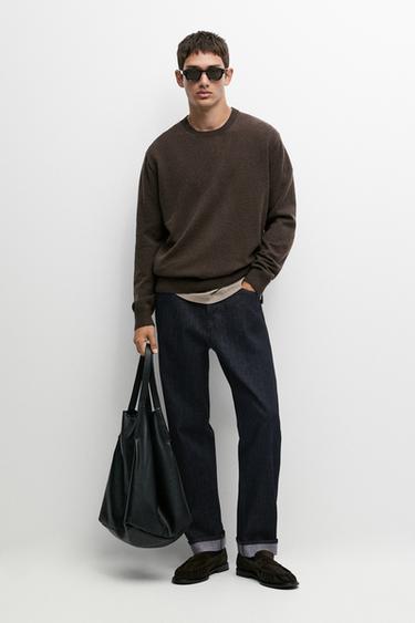 Zara Wool blend round neck knit sweater - Chocolate - Image 0