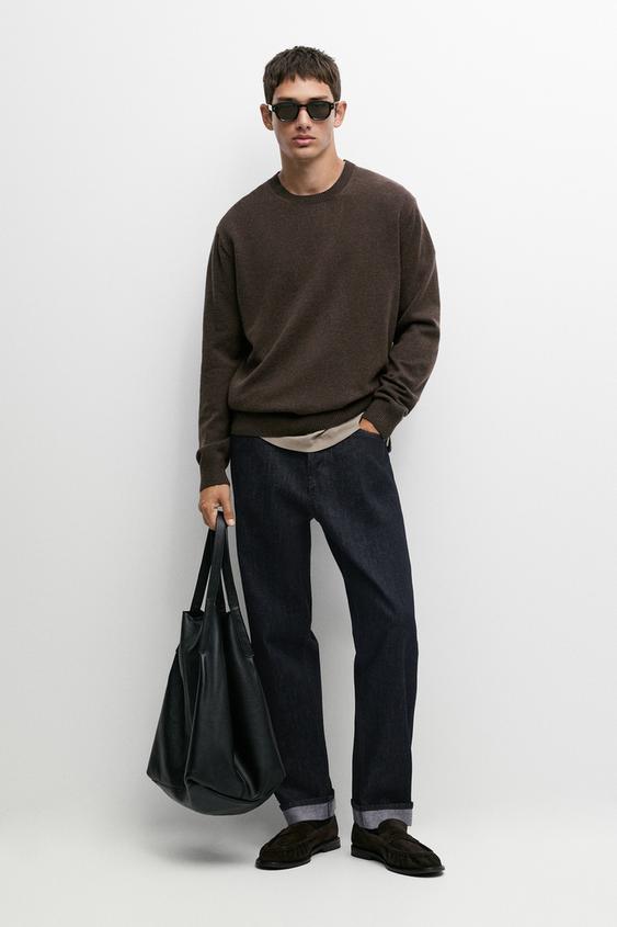 Zara Wool blend round neck knit sweater - Chocolate - Image 0