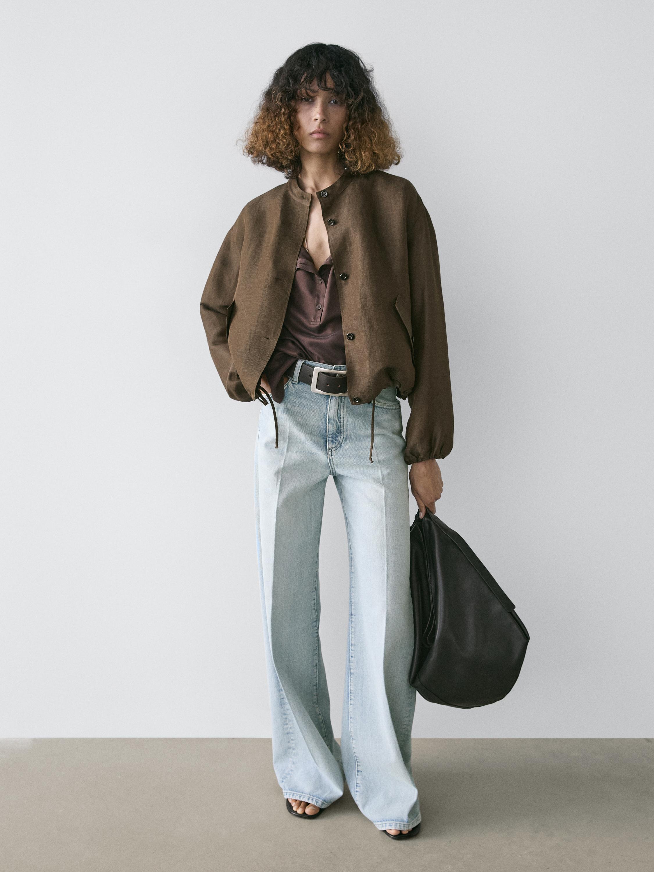 Veste bomber en lin et soie
