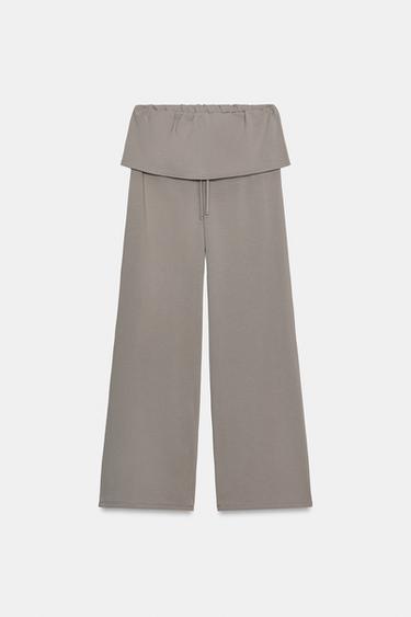 HOSE AUS HEAVY COTTON MIT SCHÄRPE - Blaugrau von Zara