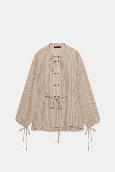 CHEMISE 100% LIN À RAYURES ZW COLLECTION - Rayures de Zara - Image 1