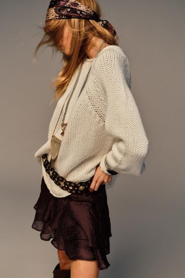 JUPE-CULOTTE VOLANTS CEINTURE - Grenat foncé de Zara - Image 3