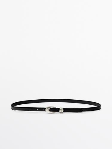 Zara Nappa leather belt with oval buckle - Black