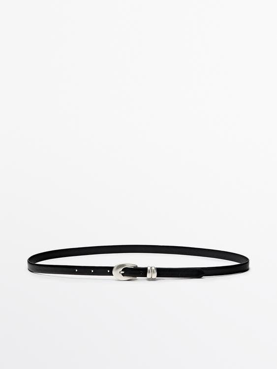 Nappa leather belt with oval buckle