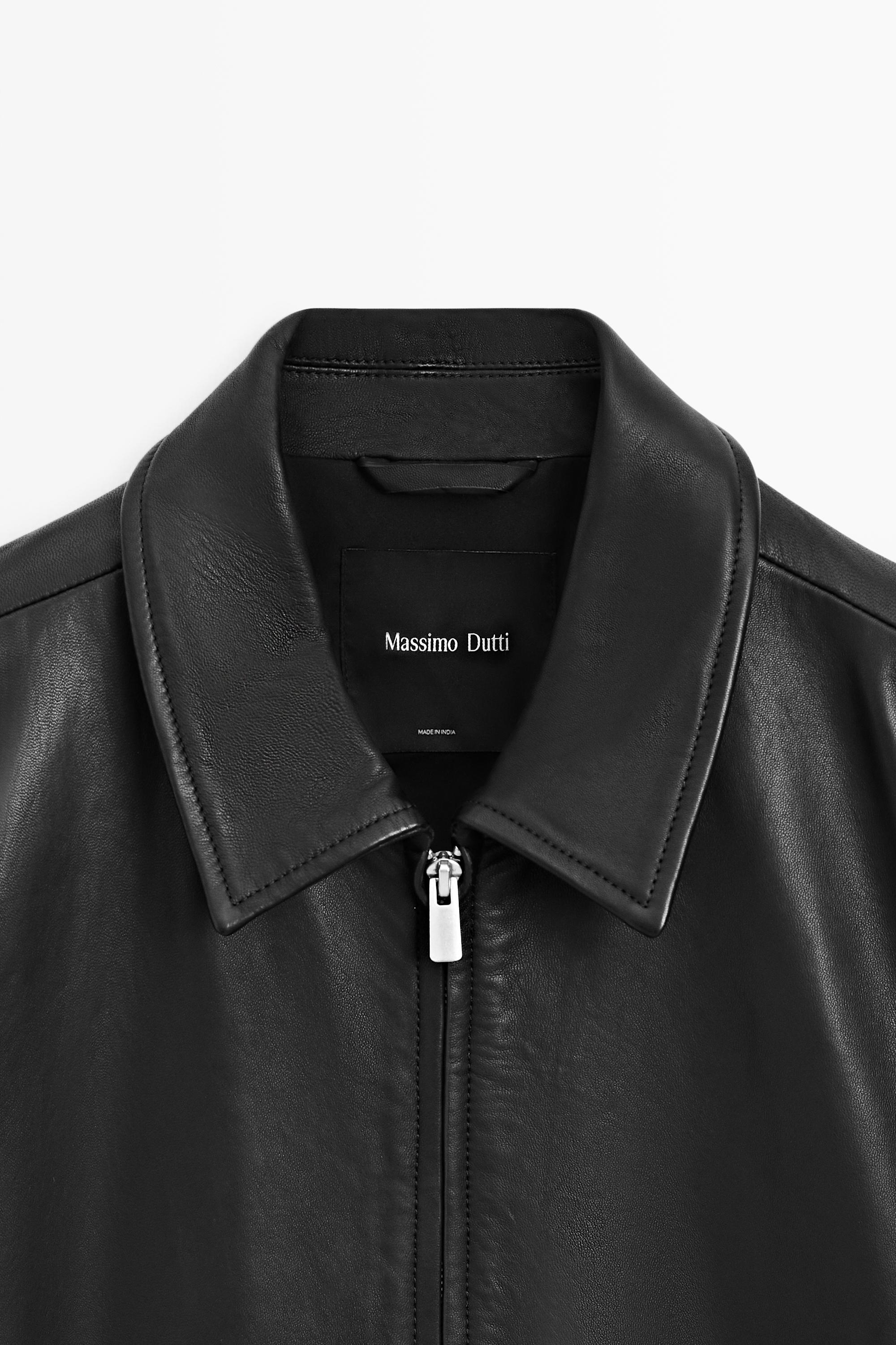 Jacket with nappa leather collar detail