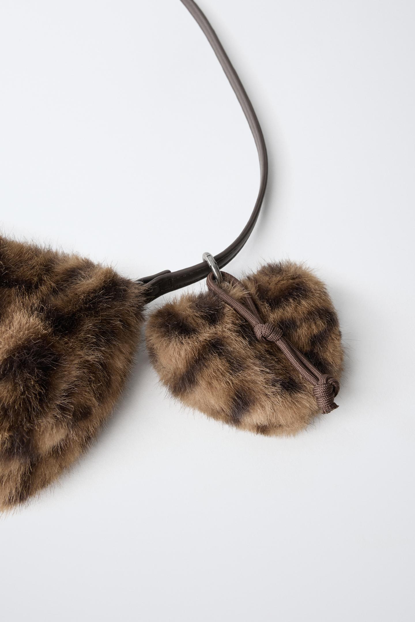 Детская сумка Zara Animal Print Charm Shoulder, цвет: Коричневый — фото 4