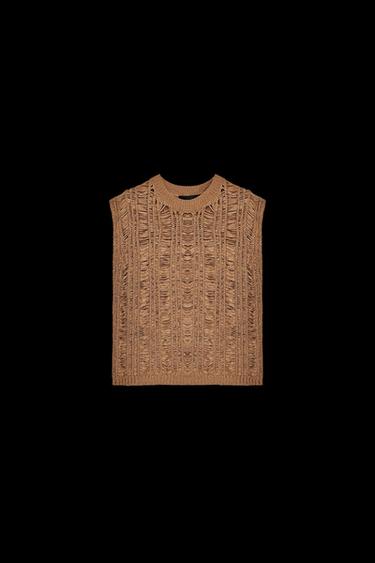 Zara RIBBON KNIT TOP - Tans - Image 0