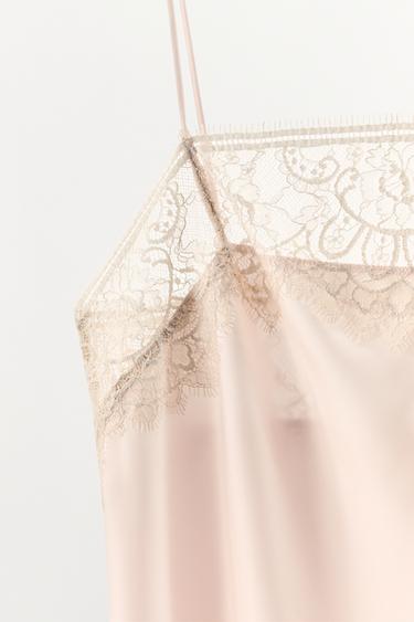 SATIN LACE CAMISOLE DRESS - Pastel pink by Zara - Image 5