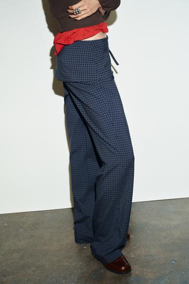 CHECKED TROUSERS WITH BELT - Indigo by Zara - Image 4