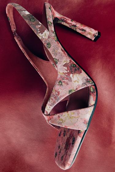 FLORAL PRINT HEELED SANDALS — Multi-color 2