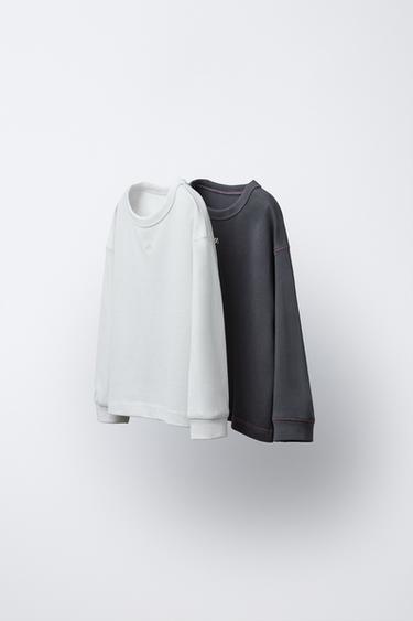 2-PACK OF PIQUÉ T-SHIRTS WITH RAISED LOGO - Black / Ecru by Zara