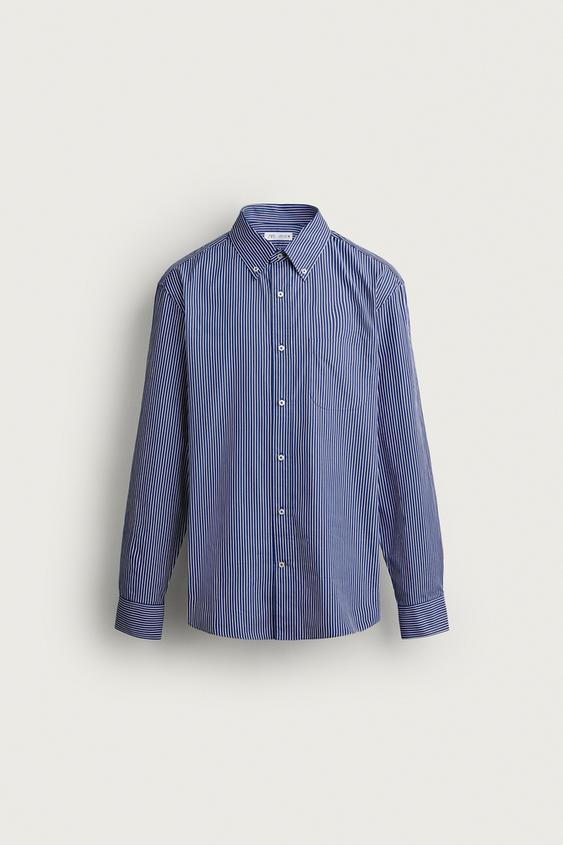 CAMISA REGULAR FIT RAYAS - Azul / Blanco de Zara - Imagen 0