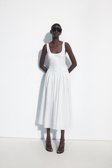 VESTIDO CORSETERO LAZO - Blanco de Zara