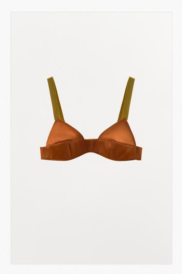 CONTRAST TRIANGLE BRA - Orange by Zara