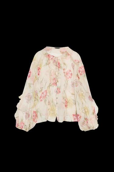 CAMISA SEMITRANSPARENTE ESTAMPADO FLORAL - Multicolor de Zara - Imagen 0