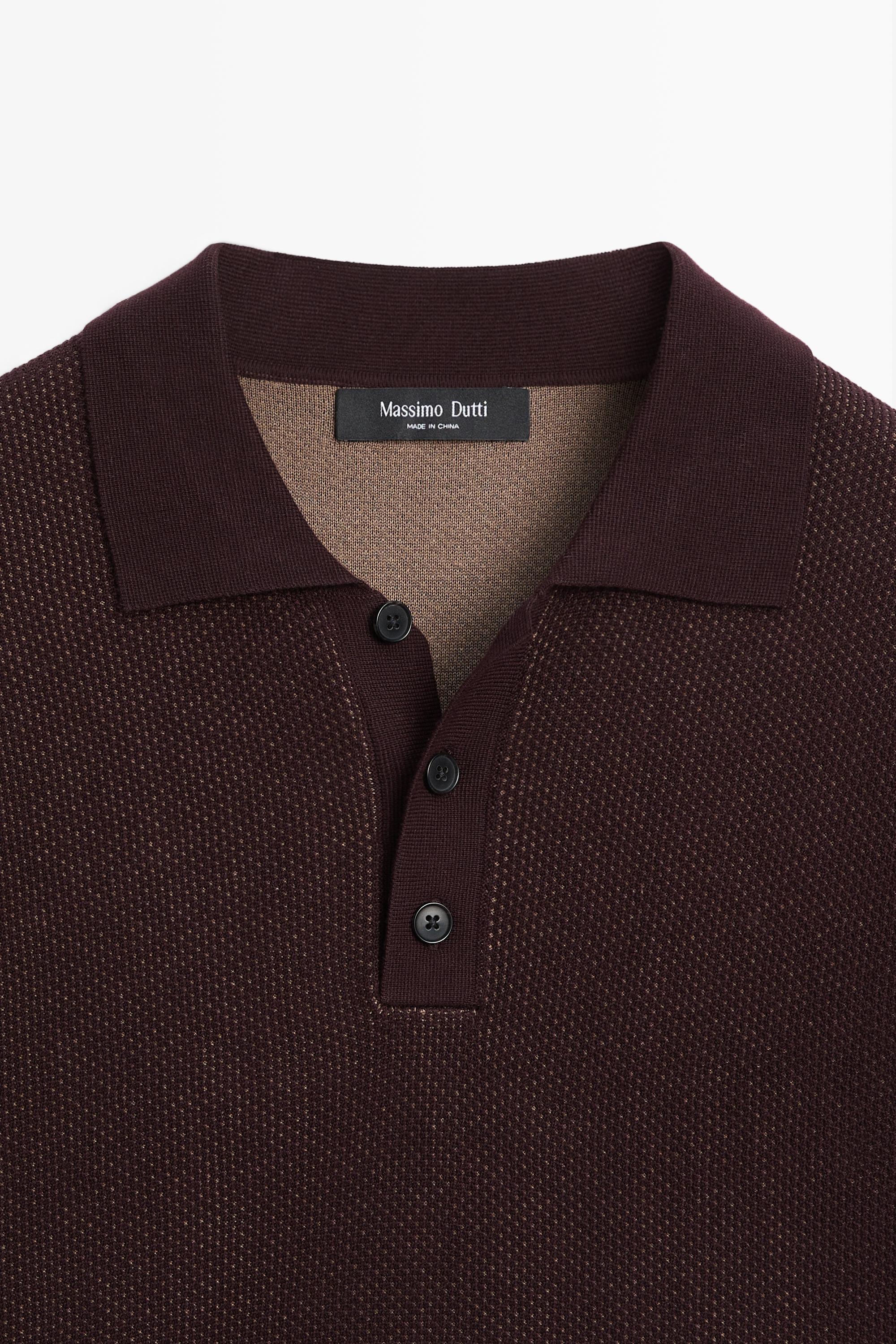 100% cotton textured contrast polo shirt
