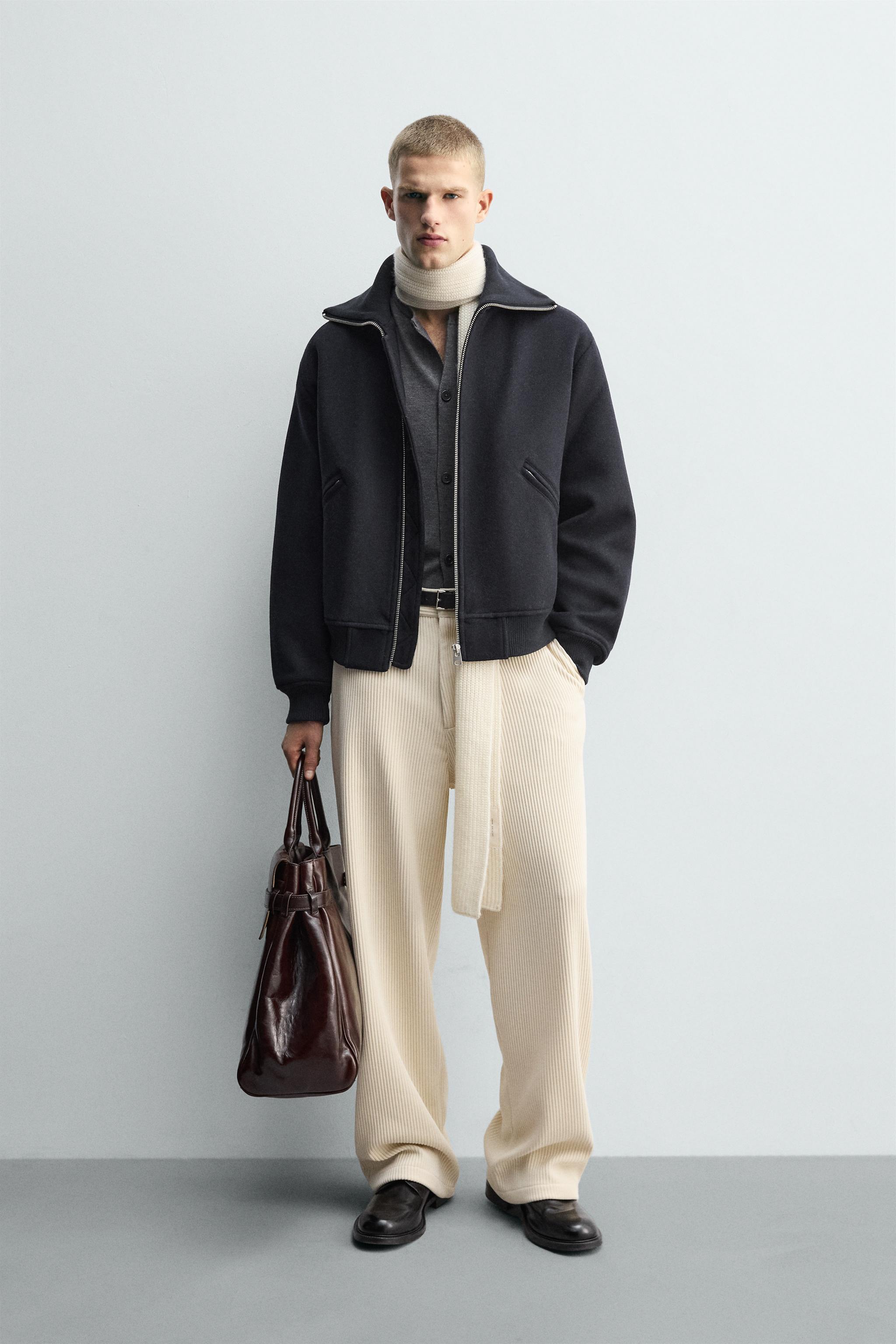PADDED JACKET WITH RIBBED COLLAR - Navy blue | ZARA South Africa