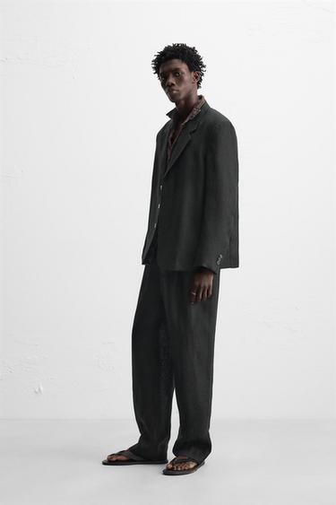 BLAZER DE COSTUME 100 % LIN - Noir de Zara - Image 3
