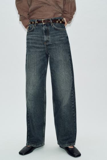 JEAN Z1975 DROIT EFFILÉ TAILLE HAUTE AVEC CEINTURE - Indigo de Zara - Image 1