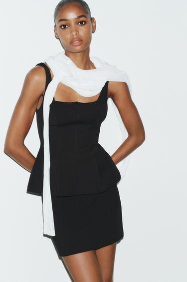 TOP PÉPLUM À ZIP - Noir de Zara