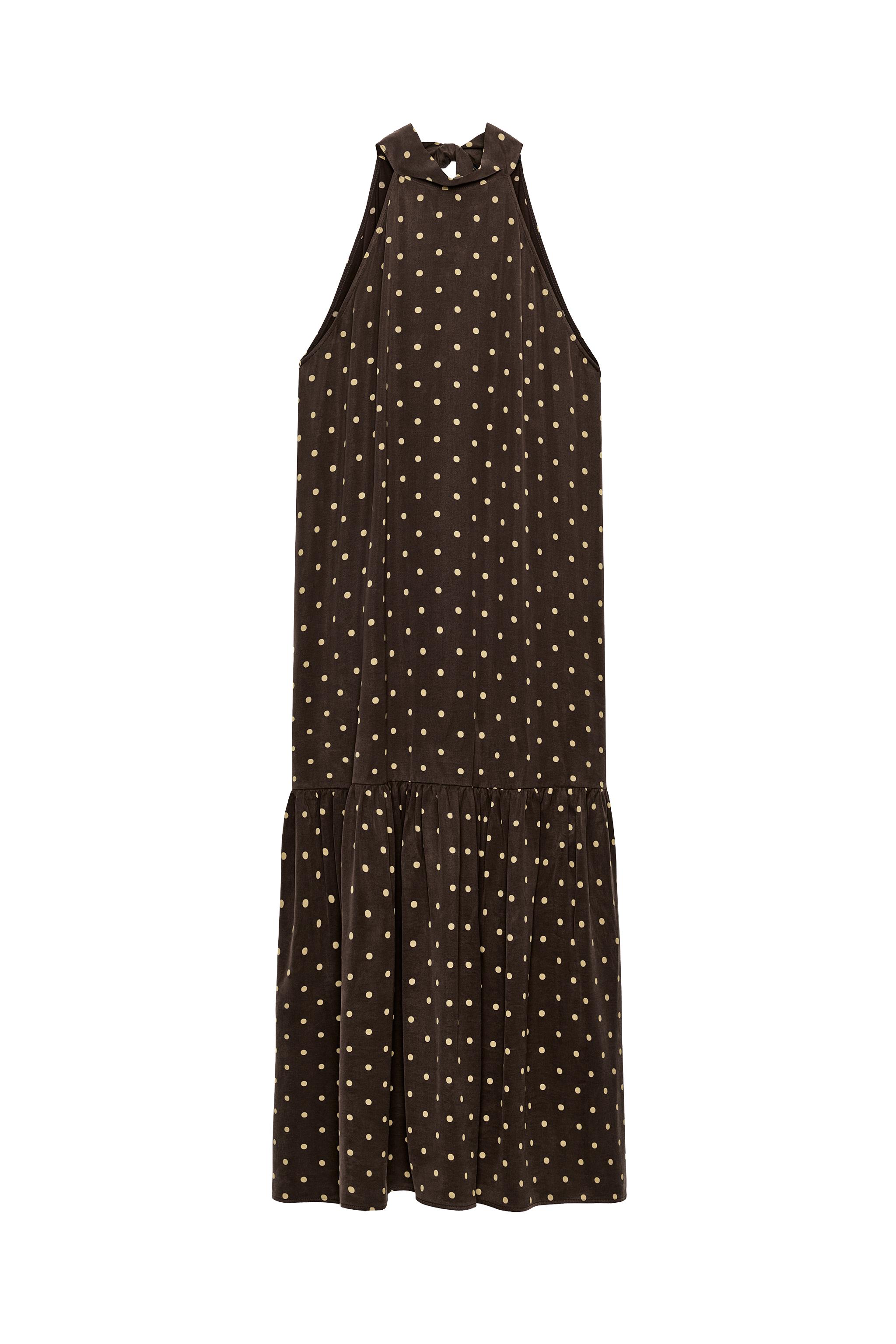 zara brown polka dot dress POLKA DOT KNIT DRESS - Brown / Ecru