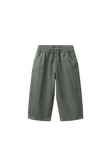PANTALON EN SERGE À NŒUD COUPE AMPLE - Vert de Zara