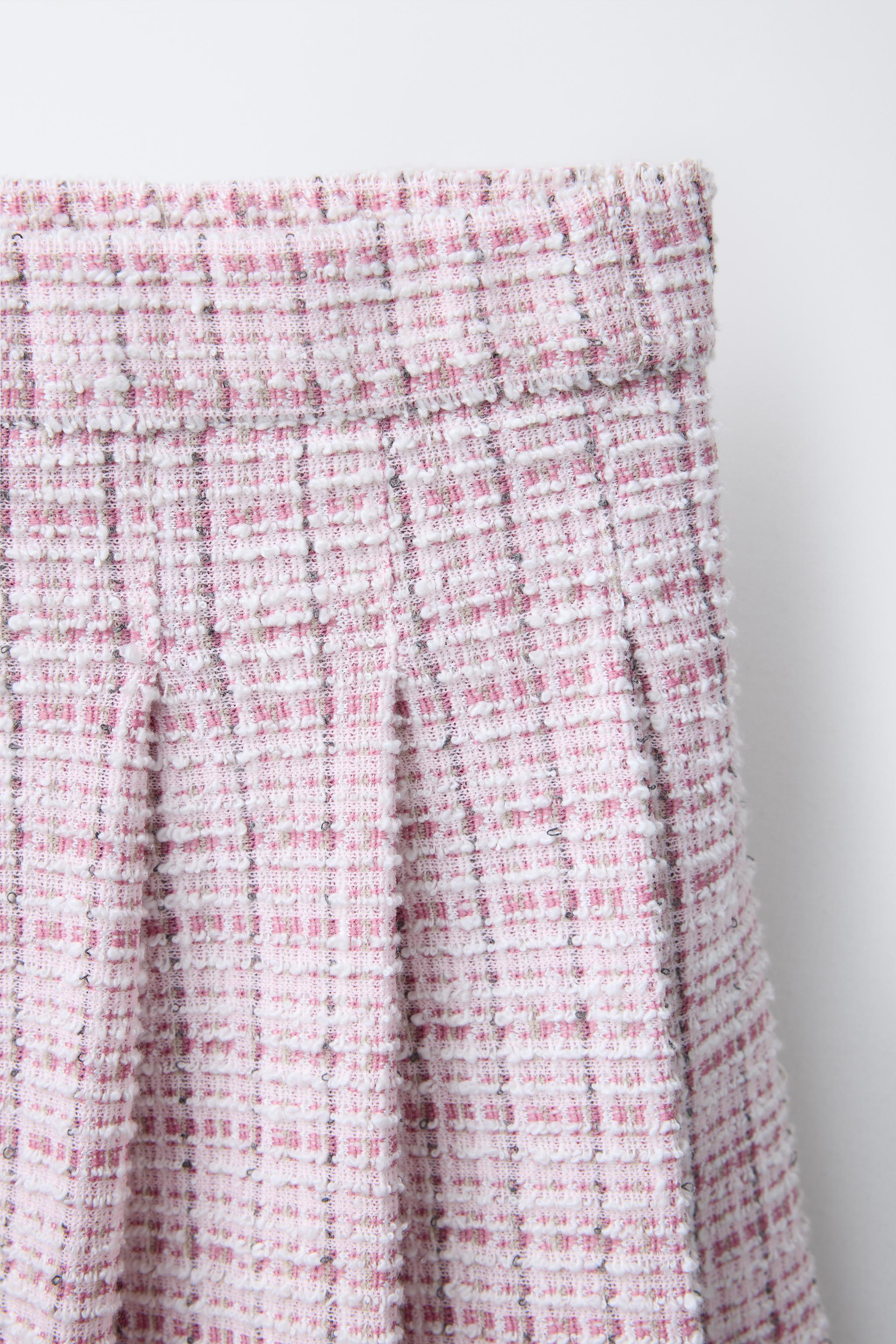 PLEATED TEXTURED WEAVE SKIRT - Pink | ZARA United States
