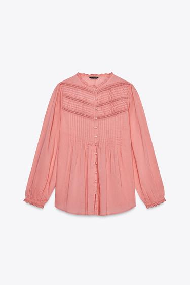 ROMANTIC LACE TRIM BLOUSE - Pink by Zara - Image 4